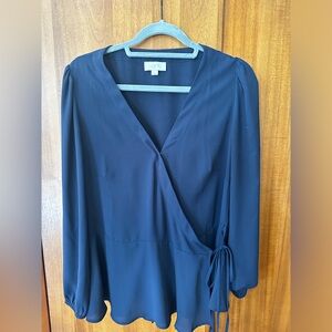 Loft navy wrap blouse